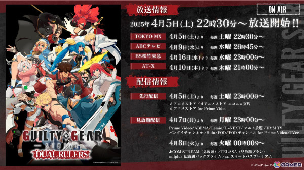アニメ「GUILTY GEAR STRIVE: DUAL RULERS」追加放送情報、ED主題歌が決定！公式Xではカウントダウン企画がスタートの画像1