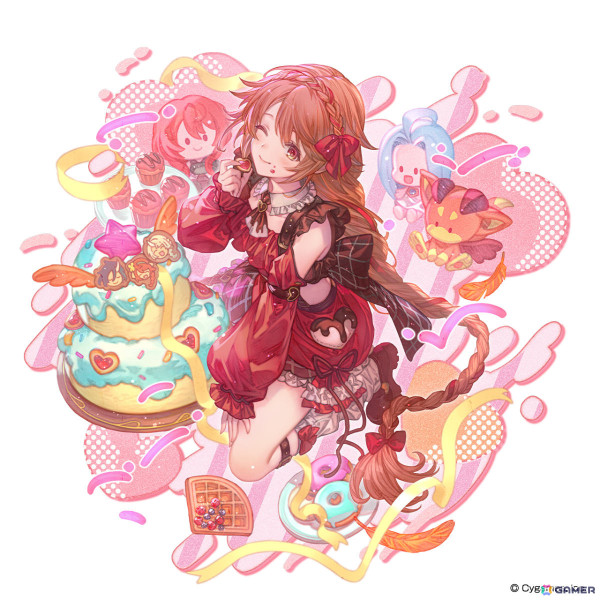 グラブル」バレンタインバージョンのマコラ（CV：Lynn）、ロベリア（CV