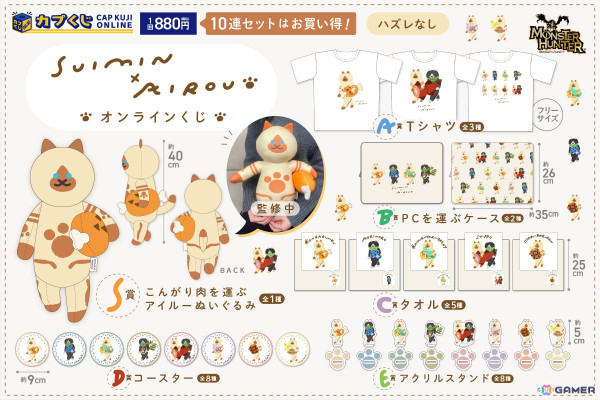 「モンスターハンター」アイルーたちが“運ぶねこ”シリーズのSUIMIN氏とコラボ！ぬいぐるみやPCケースなどが賞品のオンラインくじが登場の画像2