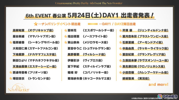 「ウマ娘 プリティーダービー」さいたまスーパーアリーナで開催する6th EVENT 春公演の出走者が発表！チケット受付もの画像2