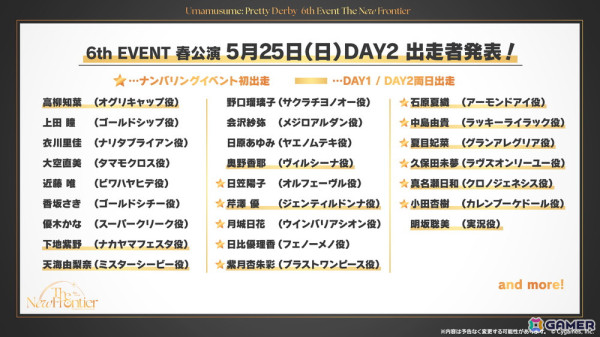 「ウマ娘 プリティーダービー」さいたまスーパーアリーナで開催する6th EVENT 春公演の出走者が発表！チケット受付もの画像3