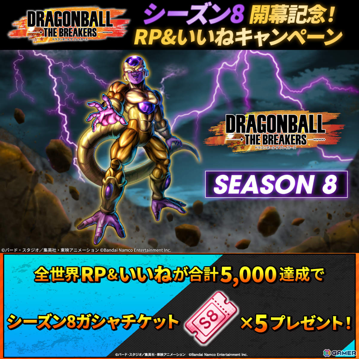 「ドラゴンボール ザ ブレイカーズ」シーズン8が開幕!レイダー「ゴールデンフリーザ」やトランスボール「孫悟空(身勝手の極意)」が参戦の画像