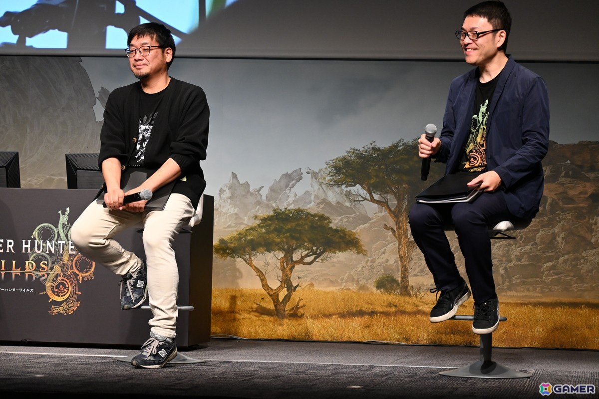 「モンスターハンターワイルズ」発売前夜イベントで辻本氏と西野さんがイャンクックに挑戦!ステージに実寸大の大タル爆弾が現れる場面もの画像
