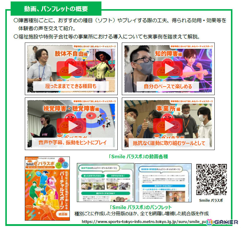 東京都、障害特性に合わせたバーチャルスポーツの楽しみ方を解説する動画＆パンフレット「Smileパラスポ～見つけよう、私らしいスポーツStyle～」を公開の画像