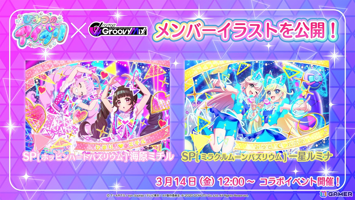 「ひみつのアイプリ」ひまり、みつき、つむぎ、チィが「グルミク」に登場!コラボイベント&ガチャが3月14日より開催!の画像