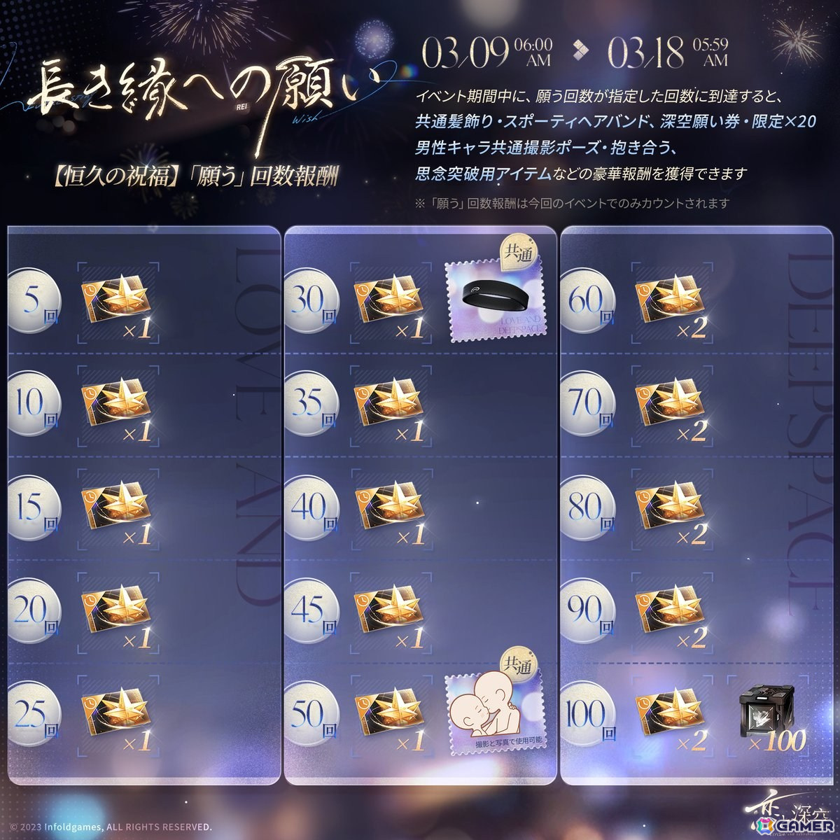 恋と深空」レイの新限定星5思念が登場する「長き縁への願い」が開催中