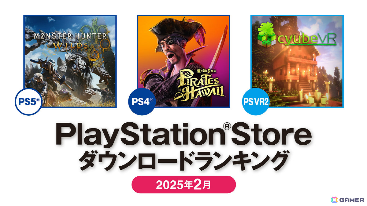 PS Storeの2025年2月ダウンロードランキングが発表!PS5では「モンスターハンターワイルズ」、PS4では「龍が如く8外伝」が第1位にの画像
