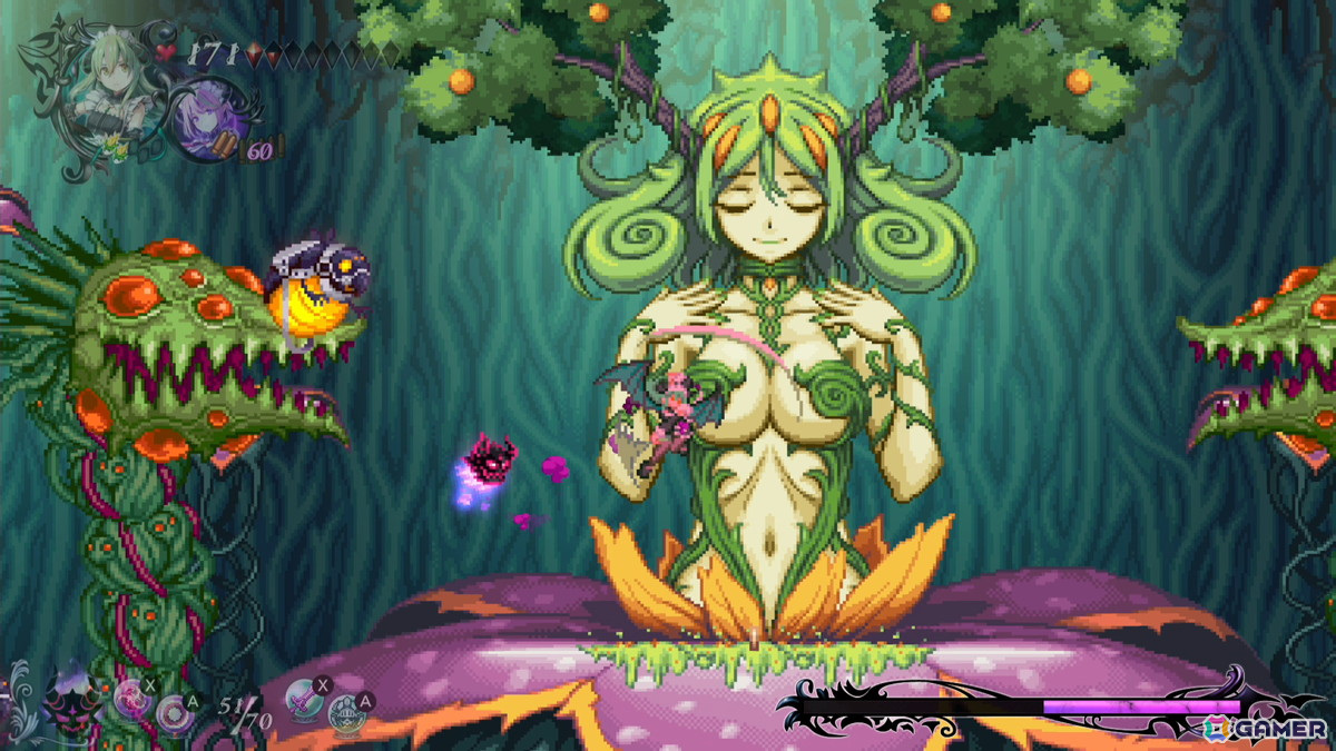 彼女自身はその場から動かないが、毒や花粉、配下の植物を召喚し、けしかけてくるぞ!