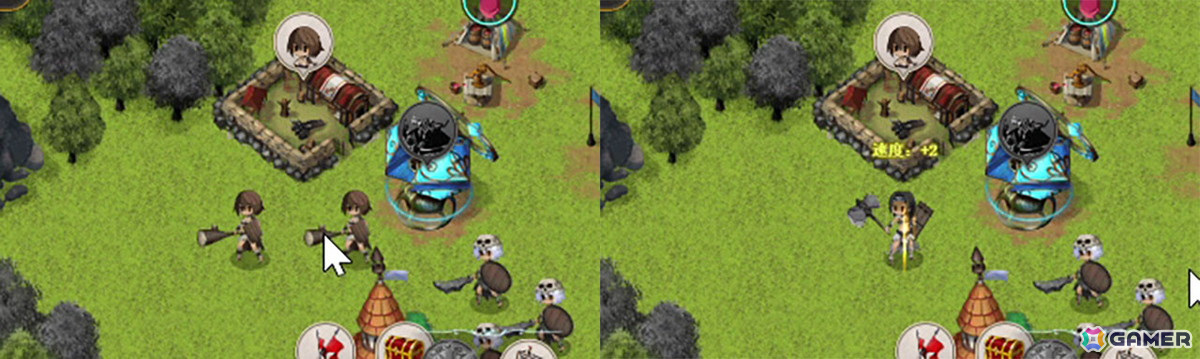 同じレベルの兵士は、合体することでレベルアップしていくことができる。