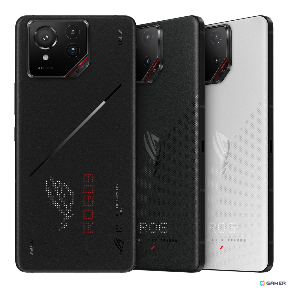 左から:ROG Phone 9 Pro(ROG9PRO-BK16R512)、ROG Phone 9(ROG9-BK12R256)、ROG Phone 9(ROG9-WH12R256)
