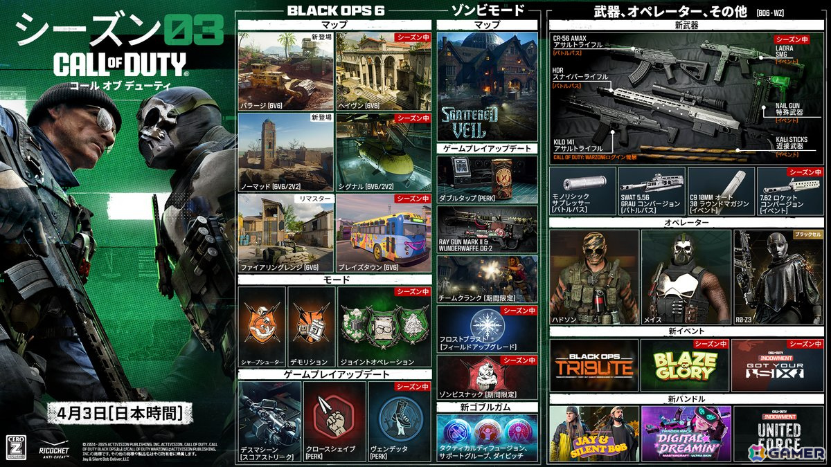 「CoD:BO6」と「CoD:WZ」のシーズン03が4月3日より開幕!5つのマルチマップやゾンビマップ「シャッターヴェール」が登場の画像