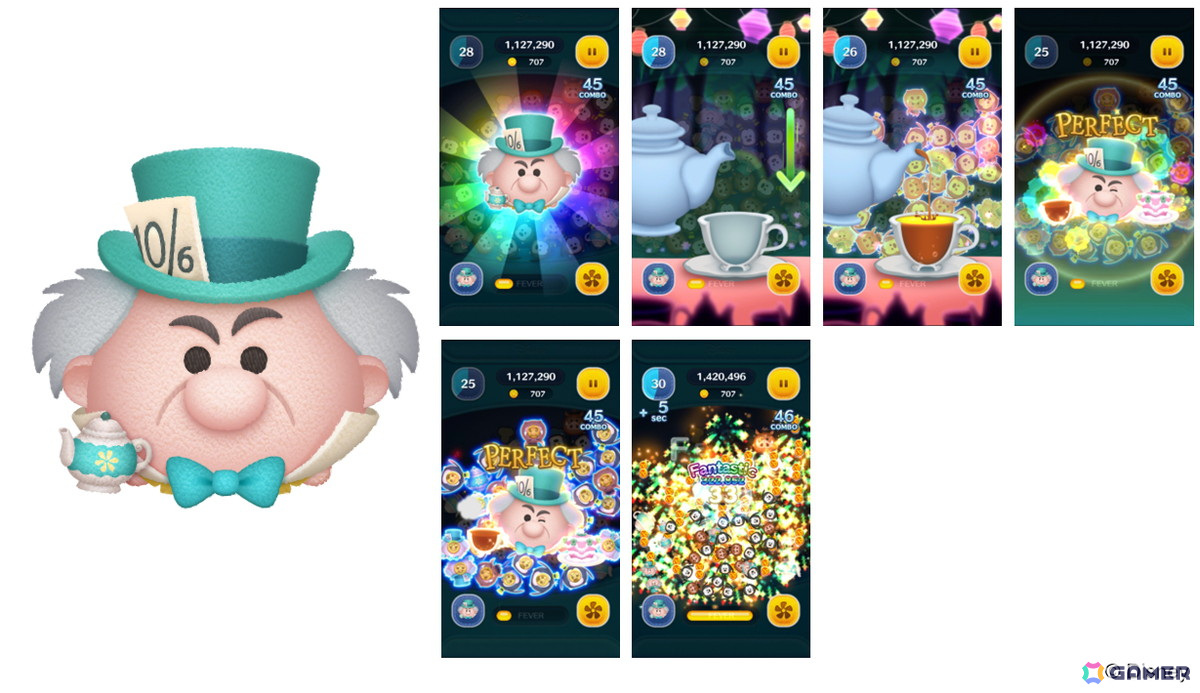 「LINE：ディズニー ツムツム」に新ツム「チェシャ猫」「マッドハッター」「白うさぎ」が登場！の画像