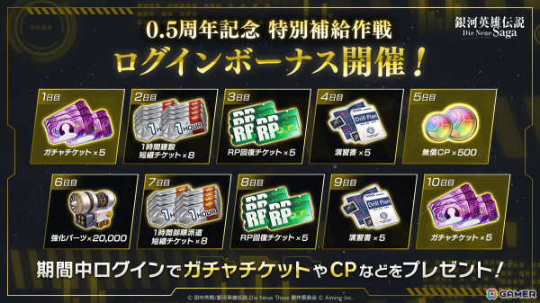 「銀河英雄伝説 Die Neue Saga」で「0.5周年記念5大キャンペーン」が開催！ガチャが最大200回無料にの画像11