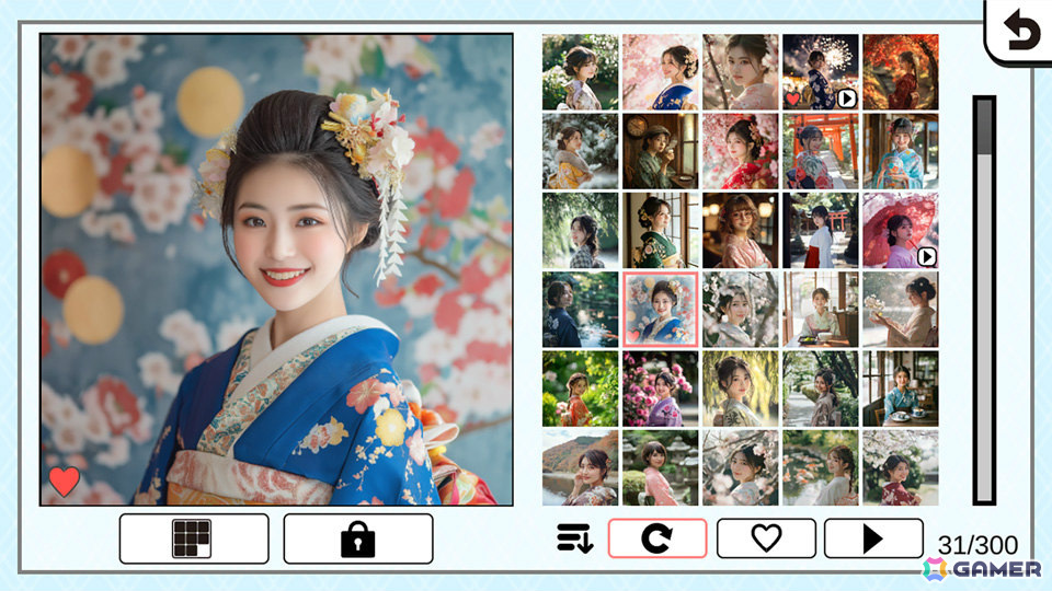 “Kimono”ギャラリー画面