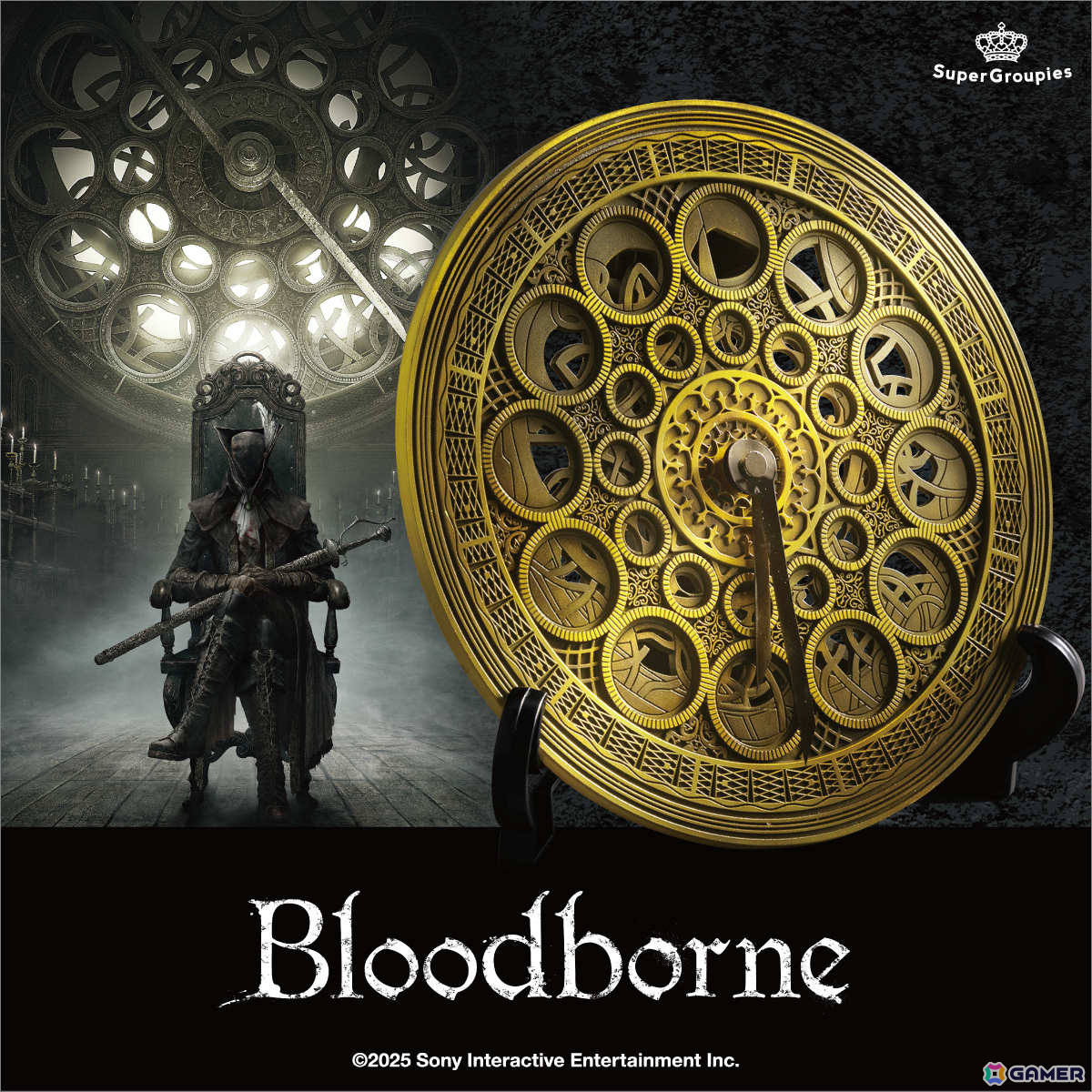 「Bloodborne」星見時計を模した置き時計や血の女王へ捧げるワイングラスなどのコラボアイテムがSuperGroupiesより登場!の画像