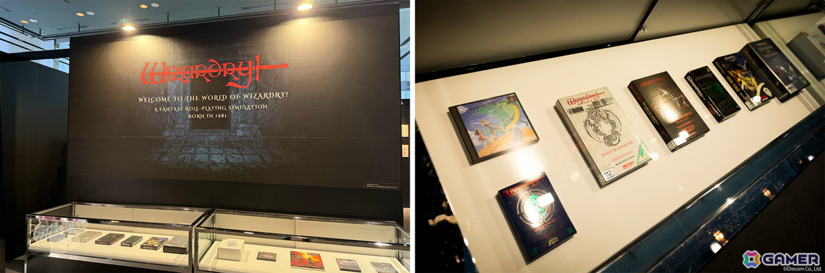 左:Wizardryシリーズ展示 右:展示されたWizardryシリーズ作品のパッケージ