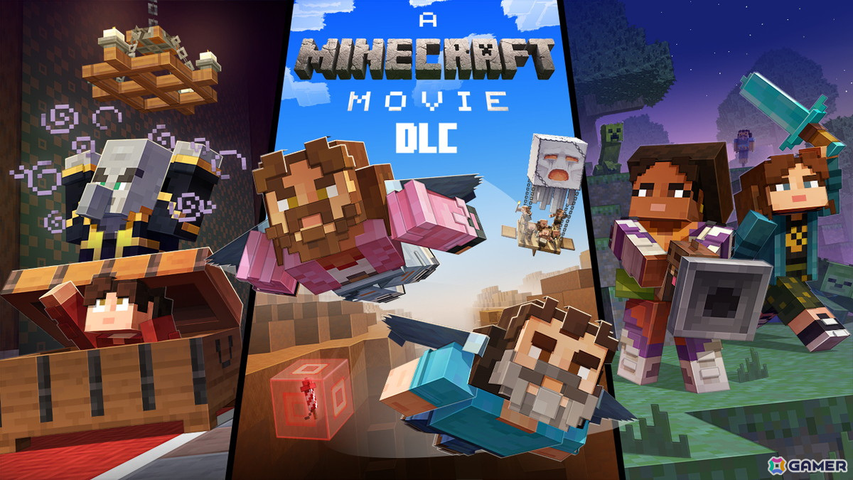 「マインクラフト/ザ・ムービー」俳優陣やマイクラのキャラ、日本語吹替キャストの顔が並んだ日本オリジナルアートが公開!の画像