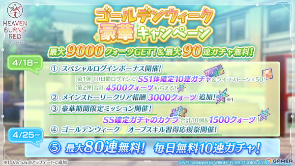 「ヘブバン」で「ゴールデンウィーク 豪華キャンペーン」が開催！最大で9,000クォーツ獲得や90連ガチャが無料にの画像1
