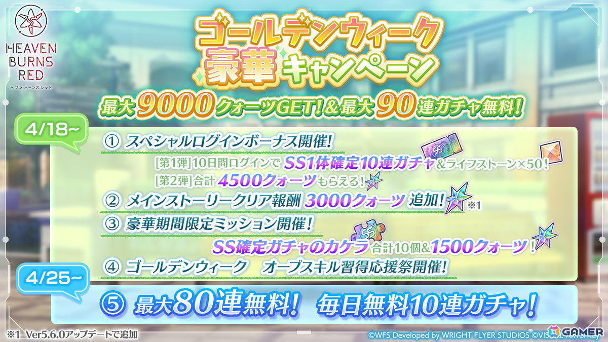 「ヘブバン」で「ゴールデンウィーク 豪華キャンペーン」が開催!最大で9,000クォーツ獲得や90連ガチャが無料にの画像