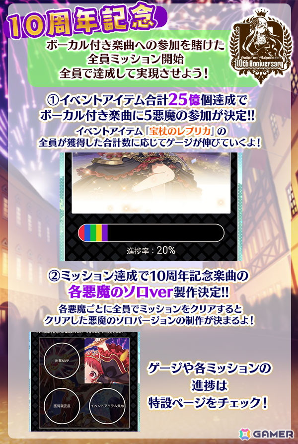 「ゴシックは魔法乙女～さっさと契約しなさい！～」10周年記念イベント第3弾「未来への凱旋～現在を踏みしめて～悪魔編」が開始！の画像