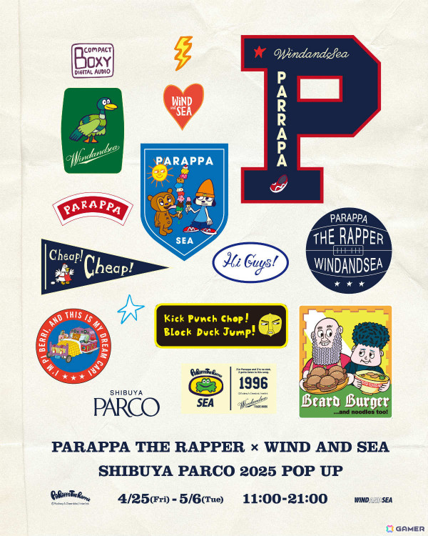 「パラッパラッパー」×WIND AND SEAのコラボアイテムが4月25日より開催される渋谷PARCOポップアップで先行発売！の画像