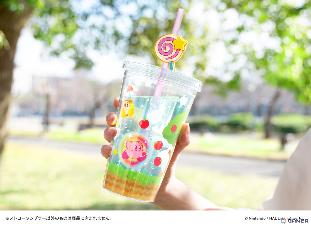 「星のカービィ」ストロータンブラー（むてきキャンディー）が発売！飲み物の色が背景になるクリア素材のタンブラーの画像
