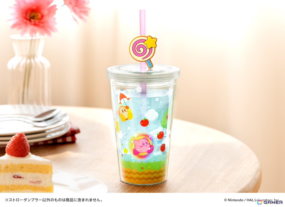 「星のカービィ」ストロータンブラー（むてきキャンディー）が発売！飲み物の色が背景になるクリア素材のタンブラーの画像