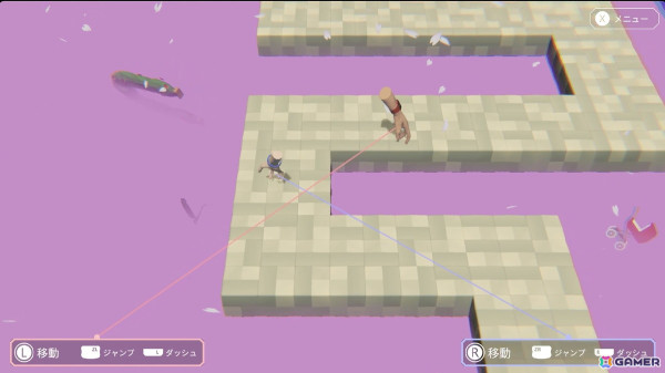 イライラ系ランアクションゲーム「視覚と手の対称性についての仮説」のSwitch版が配信!左右の手で別々のキャラを操作するもどかしさに脳がバグるの画像