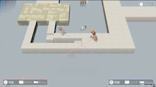 イライラ系ランアクションゲーム「視覚と手の対称性についての仮説」のSwitch版が配信!左右の手で別々のキャラを操作するもどかしさに脳がバグるの画像