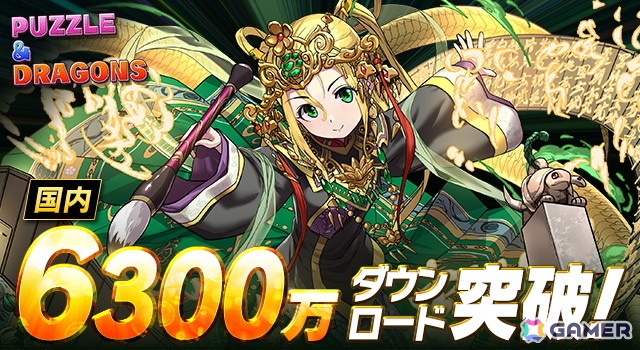 パズルRPG「パズル&ドラゴンズ」国内累計6,300万ダウンロードを突破!の画像