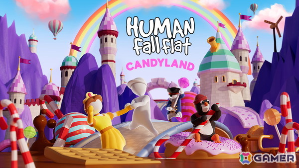 「ヒューマン フォール フラット」iOS/Android版にお菓子の世界が広がる新ステージ「キャンディランド」が登場！の画像1