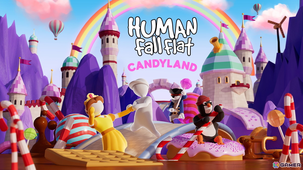 「ヒューマン フォール フラット」iOS/Android版にお菓子の世界が広がる新ステージ「キャンディランド」が登場!の画像