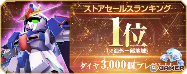 「SDガンダム ジージェネレーション エターナル」が海外一部地域でセルラン1位を達成！ダイヤ3,000個＆SSR「シイコ・スガイ」が配布の画像1