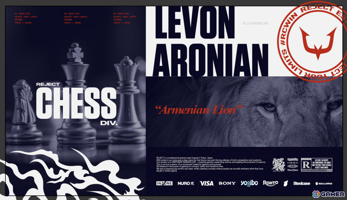 REJECTがチェス部門を設立――アルメニア系アメリカ人のチェスグランドマスター・Levon Aronian選手が加入の画像