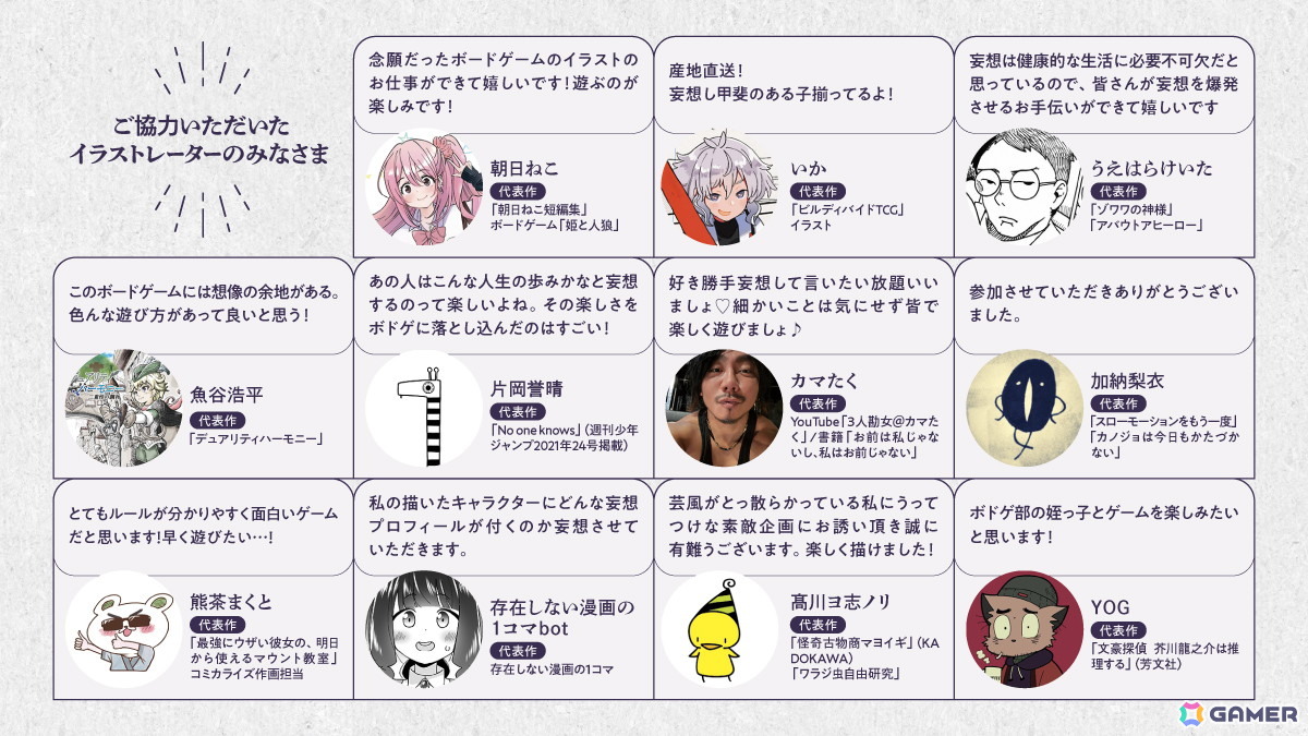 「偏見プロフィール」シリーズ作品の新作共感系ボードゲーム「妄想プロフィール」が5月19日に発売!の画像