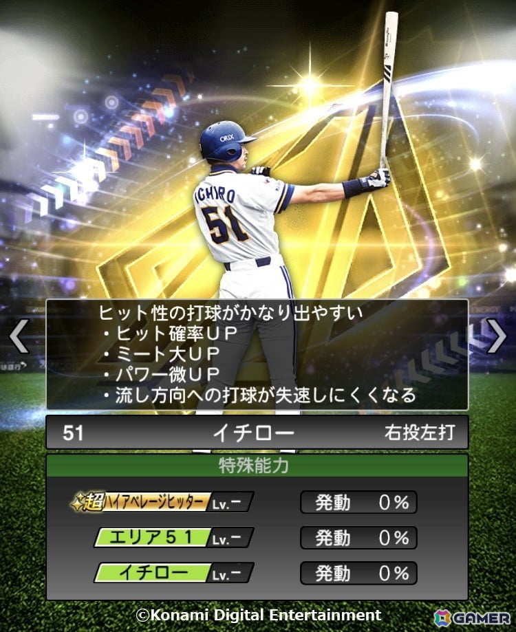 「プロスピA」新特殊能力「ハイアベレージヒッター」を持つイチローさんが5月16日より登場!松井秀喜さんがイチローさんについて語る対談動画も公開の画像