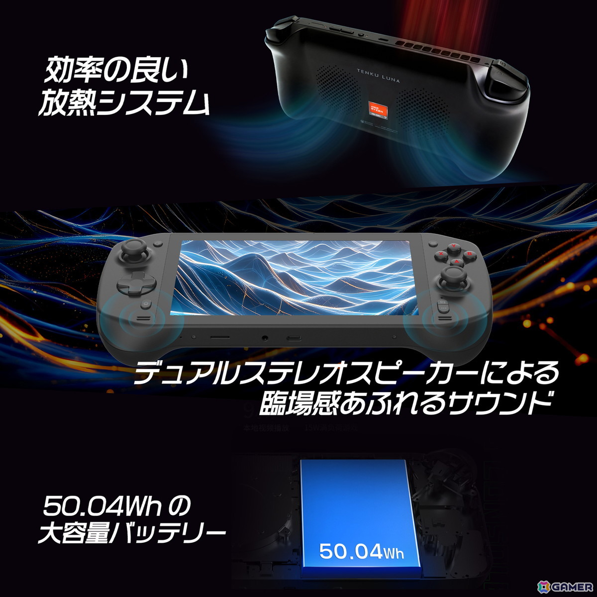 日本ブランド初のポータブルゲーミングPC「TENKU LUNA」が5月30日に発売！AMD Ryzen 7 7840Uを搭載の画像7