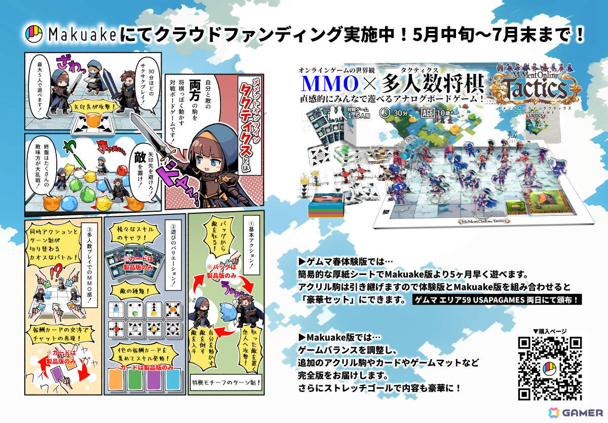 MMO風ボードゲーム「メメントオンラインタクティクス」Makuakeのプロジェクトにて開始10日目で応援購入総額550%を達成!の画像