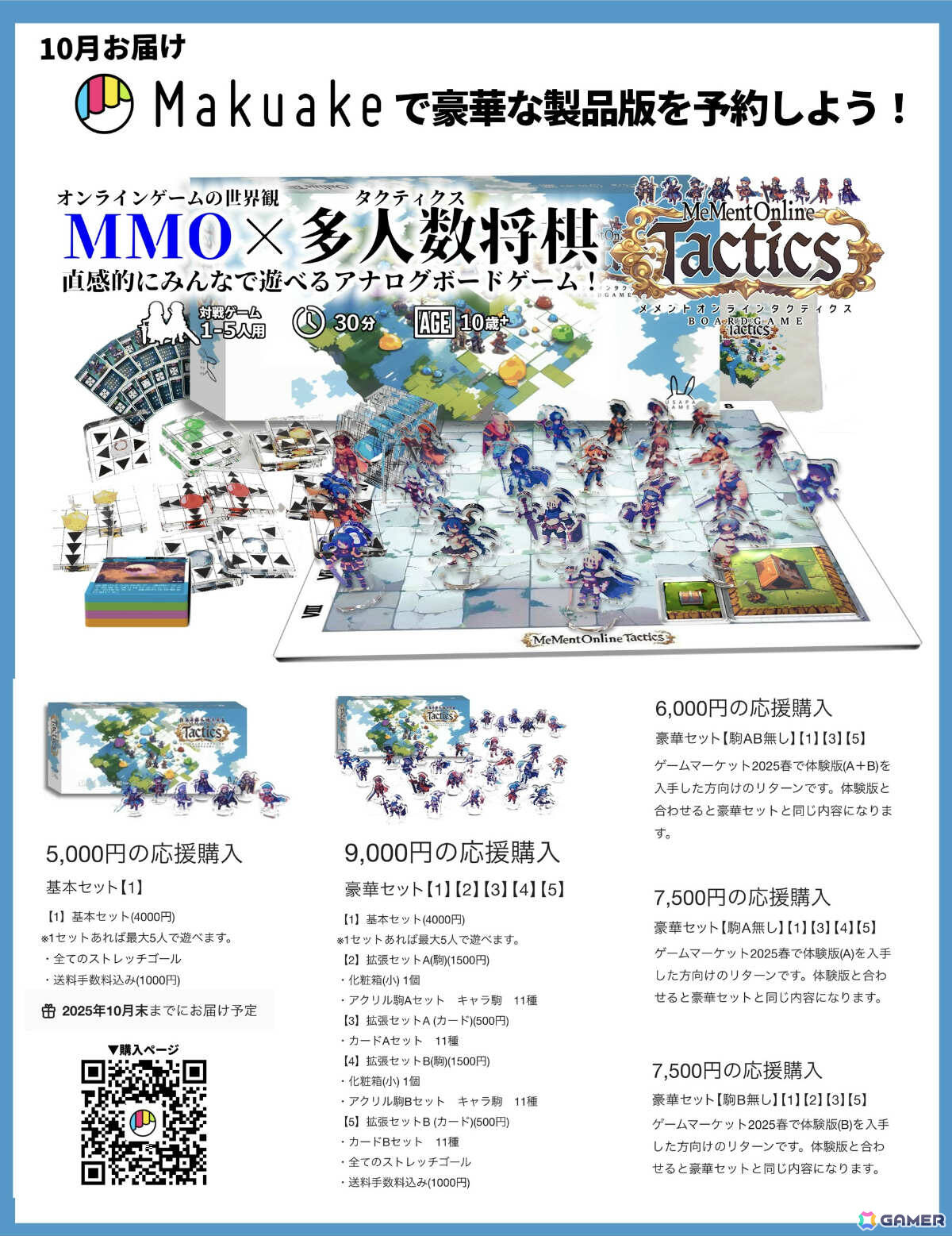 MMO風ボードゲーム「メメントオンラインタクティクス」Makuakeのプロジェクトにて開始10日目で応援購入総額550%を達成!の画像