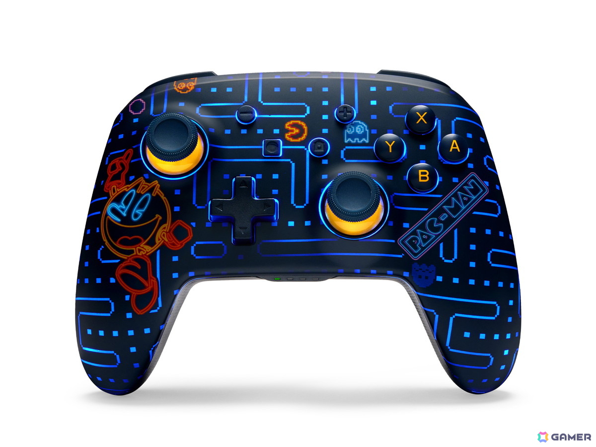 PowerAより「パックマンデザイン」のSwitch用コントローラーが6月30日に発売！アーケードゲームをイメージしたLEDライティングが楽しめるの画像