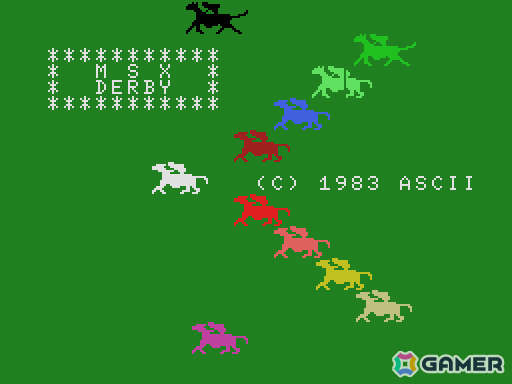 競馬ゲーム「MSXダービー（MSX版）」がプロジェクトEGGでリリース！7つのレースを制覇し3,000円の所持金をどこまでも増やせの画像