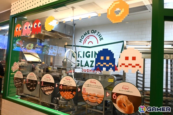 「PAC-MAN×Krispy Kreme Doughnuts」コラボ仕様になった渋谷シネタワー店をレポート！1日店長としてパックマンも登場の画像2
