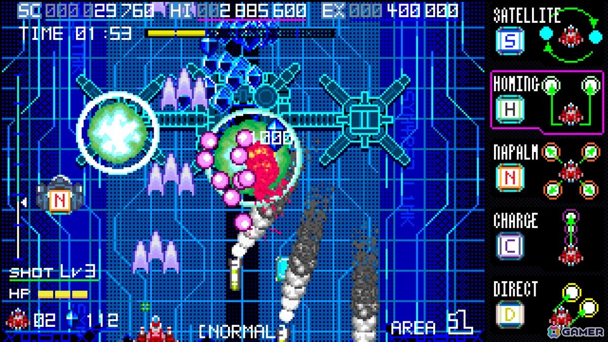 5つサブウェポンを使い分ける縦スクロールシューティング「ブレイズオブストーム」の体験版がSteamで公開！の画像3