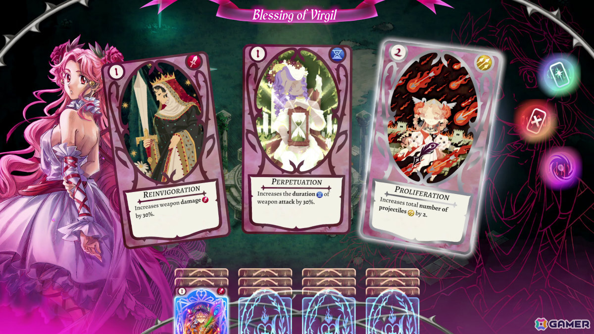 「東方」や「ヴァンサバ」からインスピレーションを得た弾幕サバイバルデッキ構築ゲーム「ヘル・メイデン」のSteamページが公開！の画像5