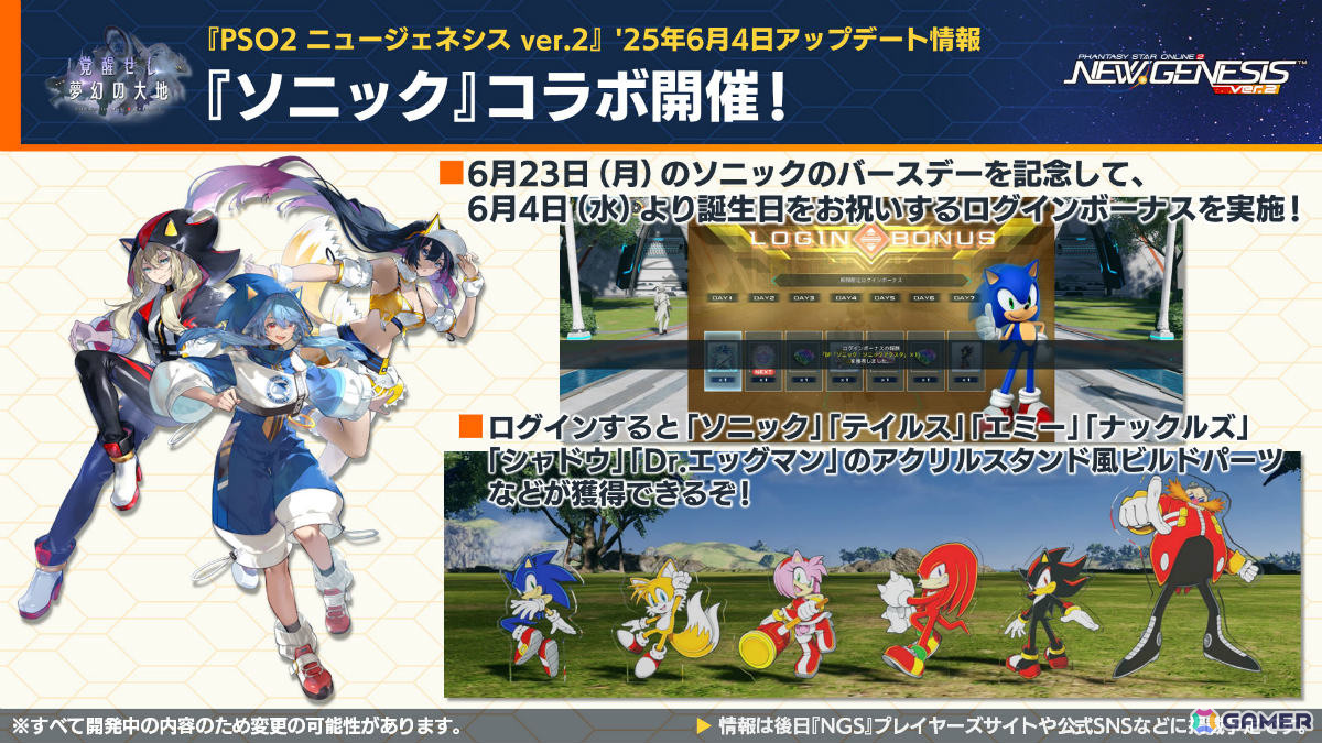 「PSO2 ニュージェネシス」新フィールドを含む夏のアップデート「覚醒せし夢幻の大地」が発表!「ソニック」やプラモシリーズ「アルカナディア」とのコラボも実施の画像