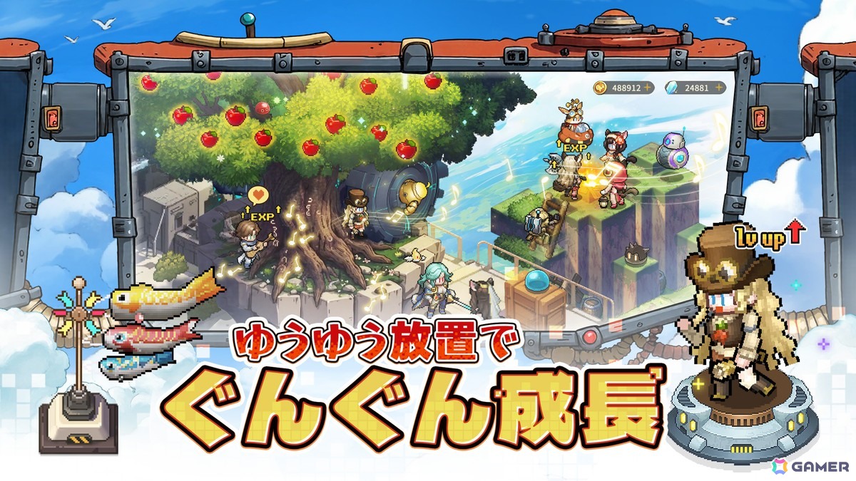 ドット絵放置系RPG「ゆうゆう機空団」の事前登録がスタート!事前登録で星5神話キャラ「玉藻」が入手可能の画像
