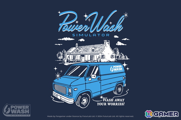 「PowerWash Simulator」コラボのTシャツとピンバッジがFangamer Japanにて販売開始！セット購入でロゴ入りスポンジがもらえるの画像