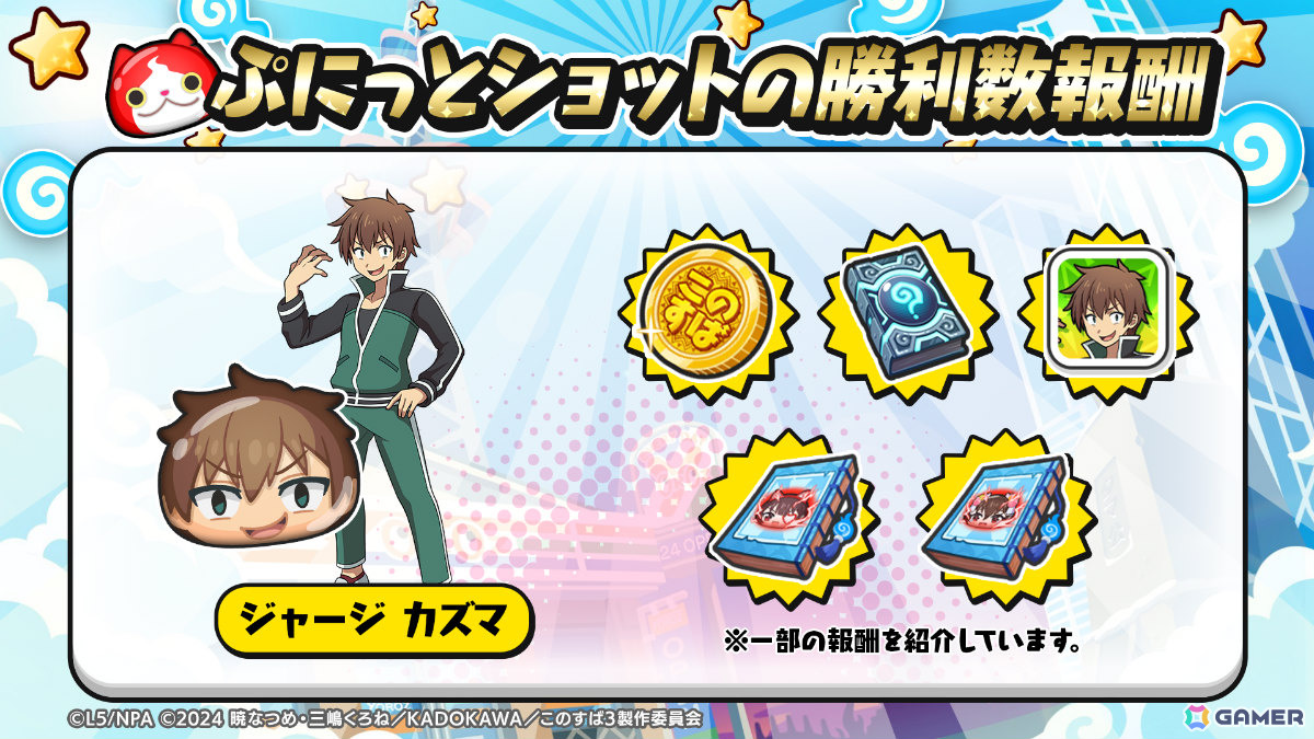 「妖怪ウォッチ ぷにぷに」×アニメ「このすば」コラボ第2弾が開催！花嫁姿のアクア、めぐみん、ダクネスがガシャにラインナップの画像