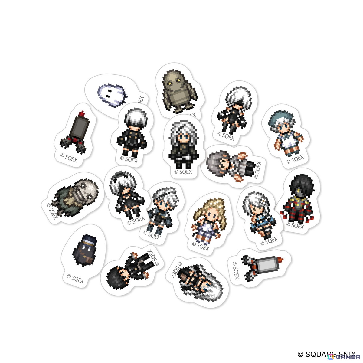「NieR」シリーズキャラがドット絵に!ガラスマグカップやフレークシール、ラバーストラップが登場の画像