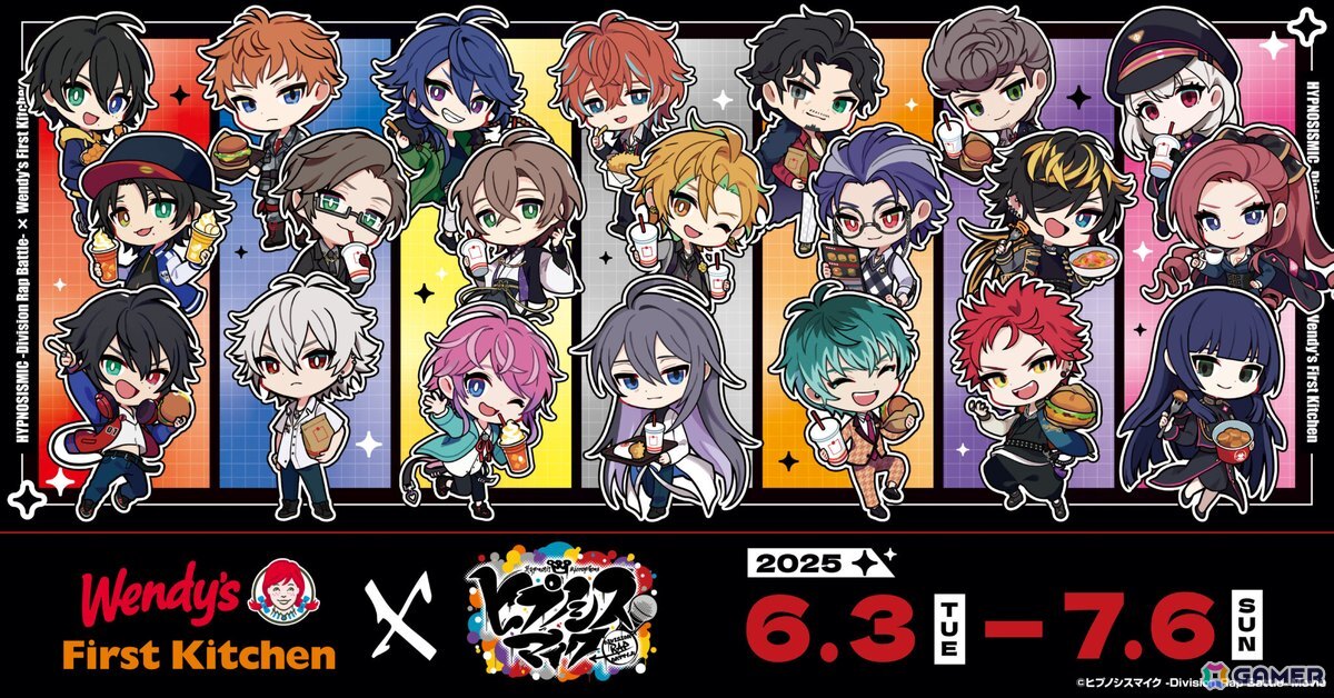 映画「ヒプノシスマイク -Division Rap Battle-」コラボがウェンディーズ・ファーストキッチンにてスタート!5店舗限定でコラボメニューや限定グッズを販売の画像
